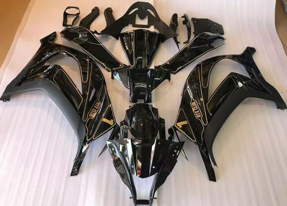 Shop Kawasaki Ninja ZX10R Fairings (2016-2020) Black, Gold at KingsMotorcycleFairings.com