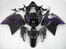 Black and Dark Purple Flames Fairing Kit for a 1996, 1997, 1998, 1999, 2000, 2001, 2002, 2003, 2004, 2005, 2006 & 2007 Honda CBR1100XX Super Blackbird motorcycle