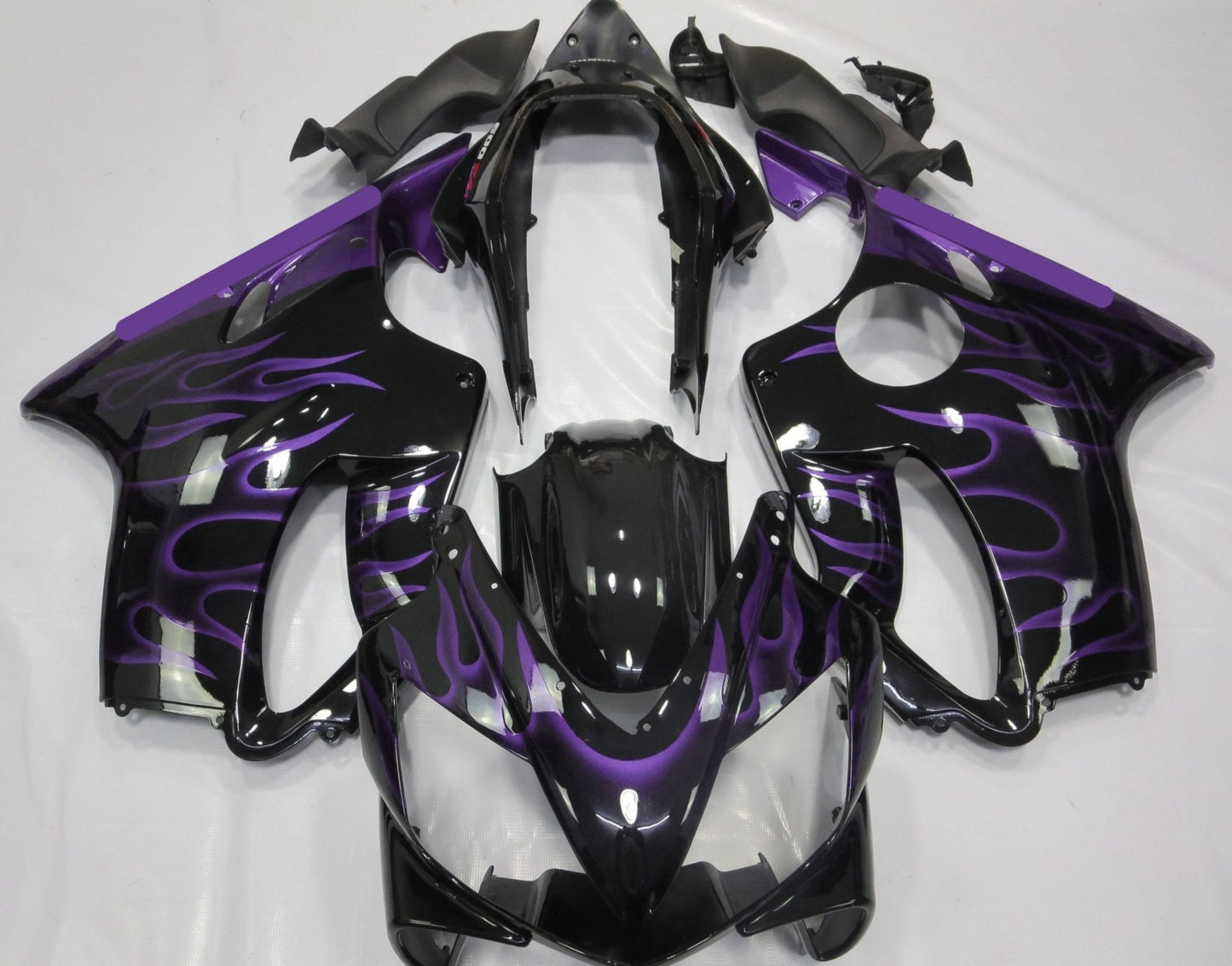 Honda CBR600F4i Fairings (2004-2007) Black, Purple Flame at KingsMotorcycleFairings.com