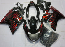 Black and Red Flames Fairing Kit for a 1996, 1997, 1998, 1999, 2000, 2001, 2002, 2003, 2004, 2005, 2006 & 2007 Honda CBR1100XX Super Blackbird motorcycle