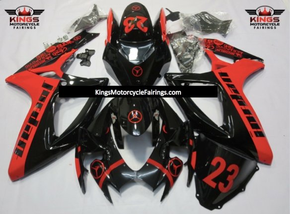 Black and Red Jordan 23 Fairing Kit for a 2006 & 2007 Suzuki GSX-R750 motorcycle