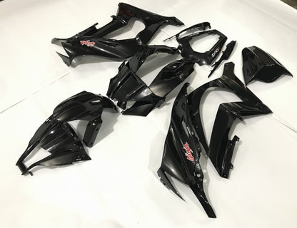 Black and Red Fairing Kit for a 2009, 2010, 2011 & 2012 Kawasaki Ninja ZX-6R 636 motorcycle.
