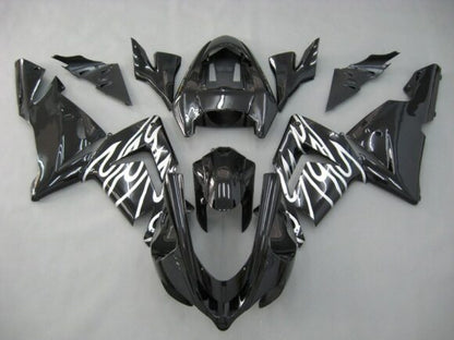 Fairing kit for a Kawasaki ZX10R (2004-2005) Black & White Flames