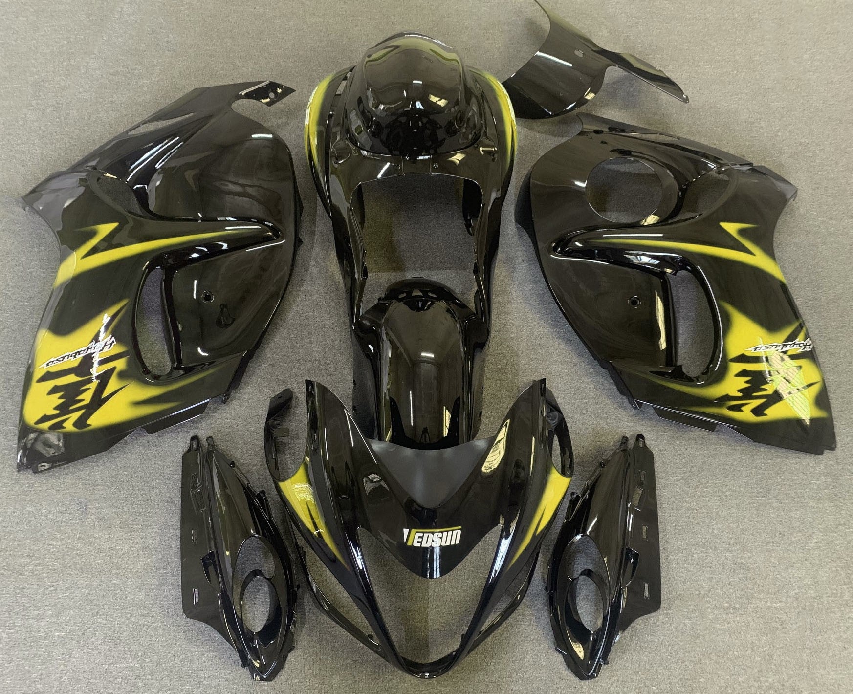 Black and Yellow Fairing Kit for a 2008, 2009, 2010, 2011, 2012, 2013, 2014, 2015, 2016, 2017, 2018 & 2019 Suzuki GSX-R1300 Hayabusa motorcycle