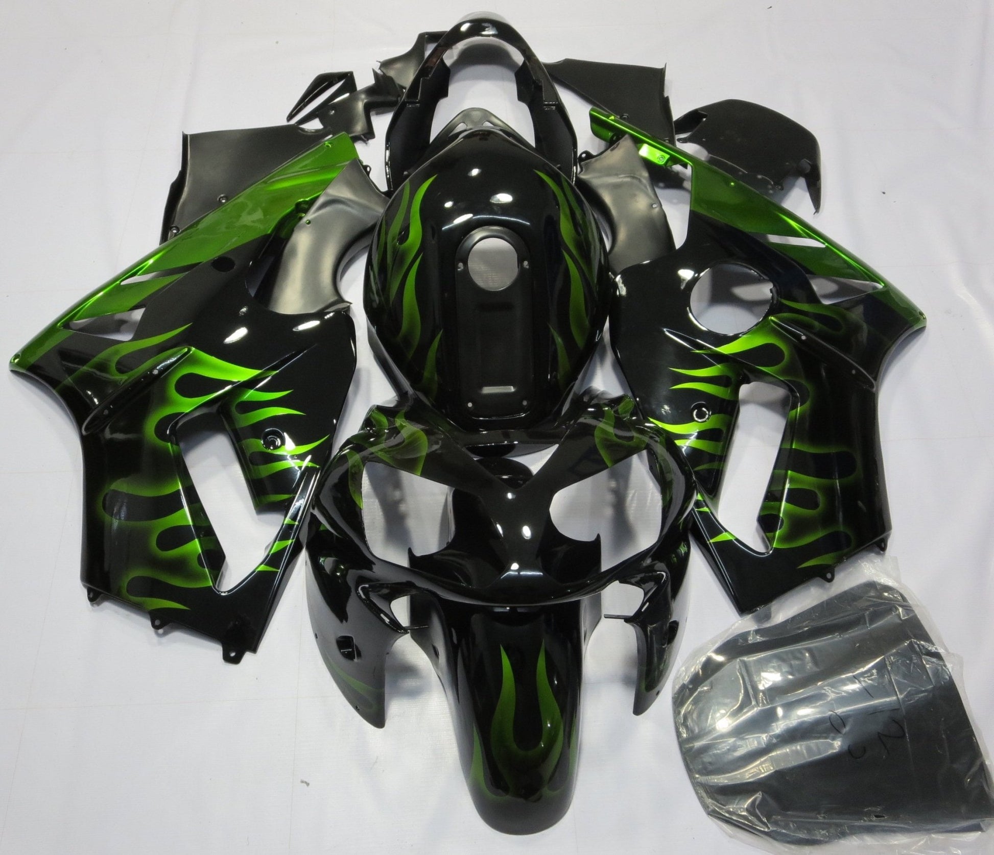 Black and Green Fairing Kit for a 2000 & 2001 Kawasaki ZX-12R motorcycle