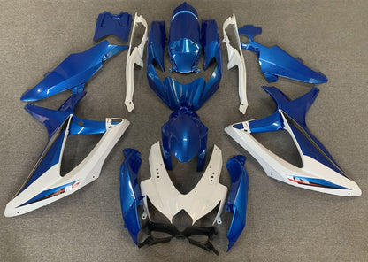Blue and White Fairing Kit for a 2008, 2009 & 2010 Suzuki GSX-R750 motorcycle