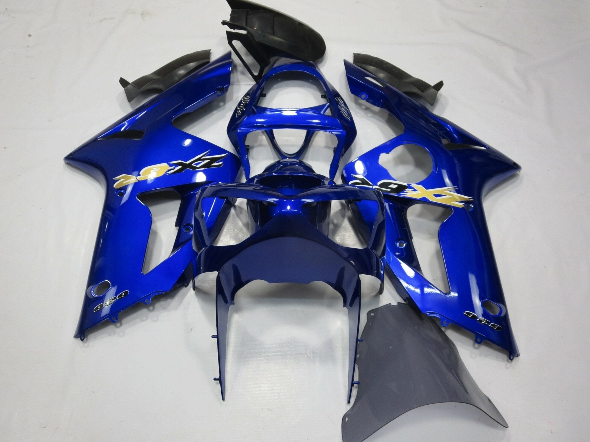Fairing kit for a Kawasaki ZX6R 636 (2003-2004) Blue, Black & Yellow