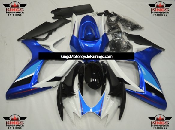 Blue, Black, White, Light Blue and Red Fairing Kit for a 2006 & 2007 Suzuki GSX-R750 motorcycle