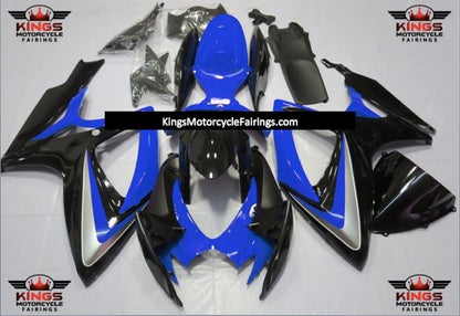 Black, Blue and Silver Fairing Kit for a 2006 & 2007 Suzuki GSX-R750 motorcycle