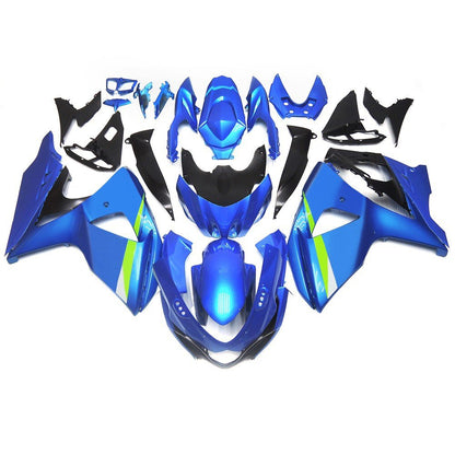 Blue, Green and White Fairing Kit for a 2009, 2010, 2011, 2012, 2013, 2014, 2015 & 2016 Suzuki GSX-R1000 motorcycle