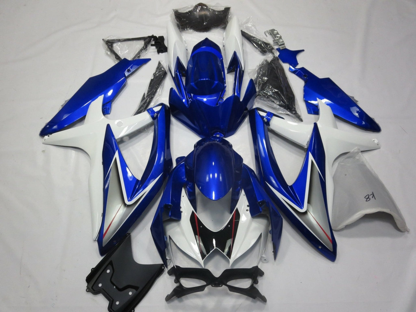 Blue, White and Silver Fairing Kit for a 2008, 2009 & 2010 Suzuki GSX-R750 motorcycl