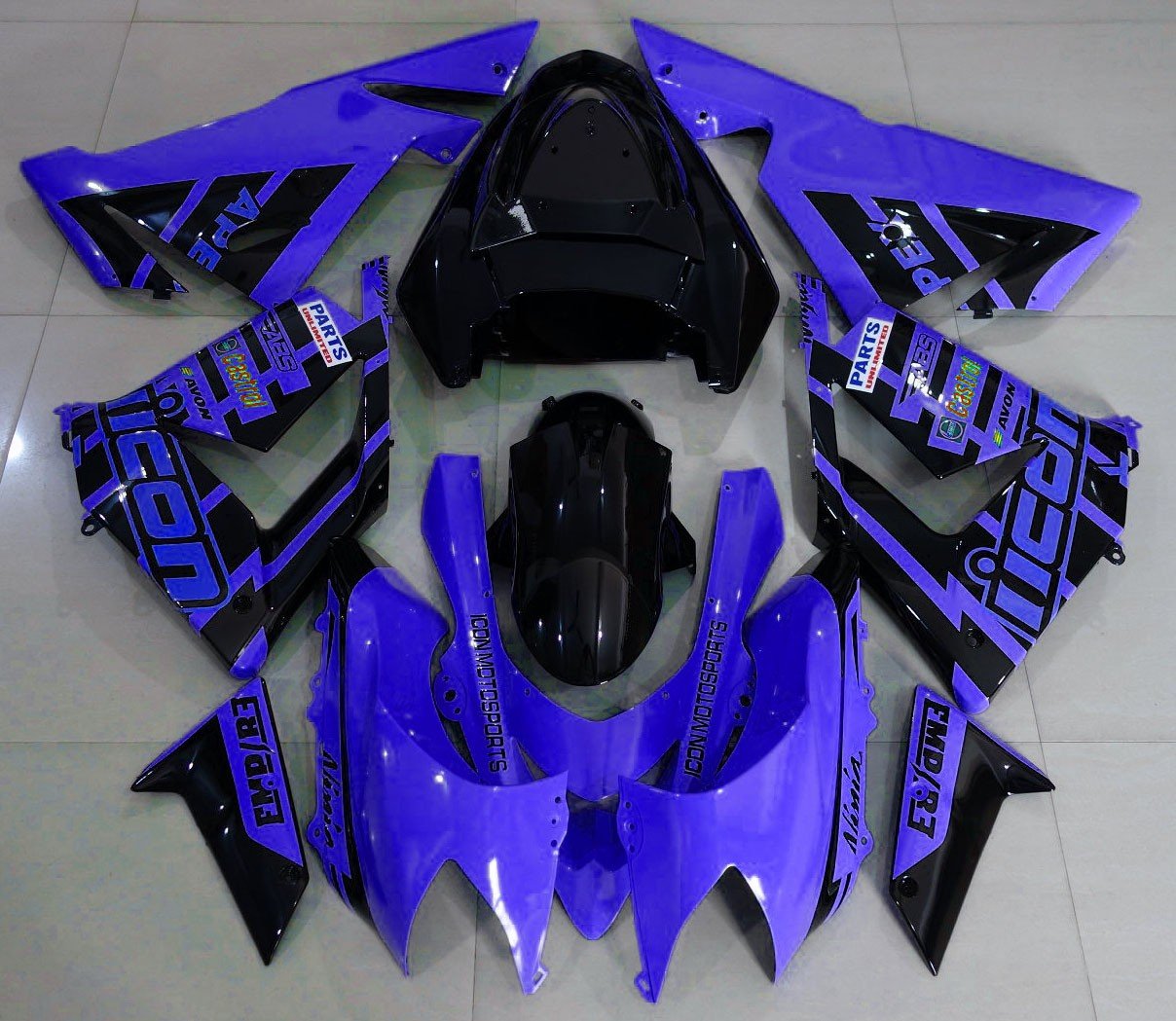 Blue and Black Fairing Kit for a 2004 & 2005 Kawasaki ZX-10R motorcycle
