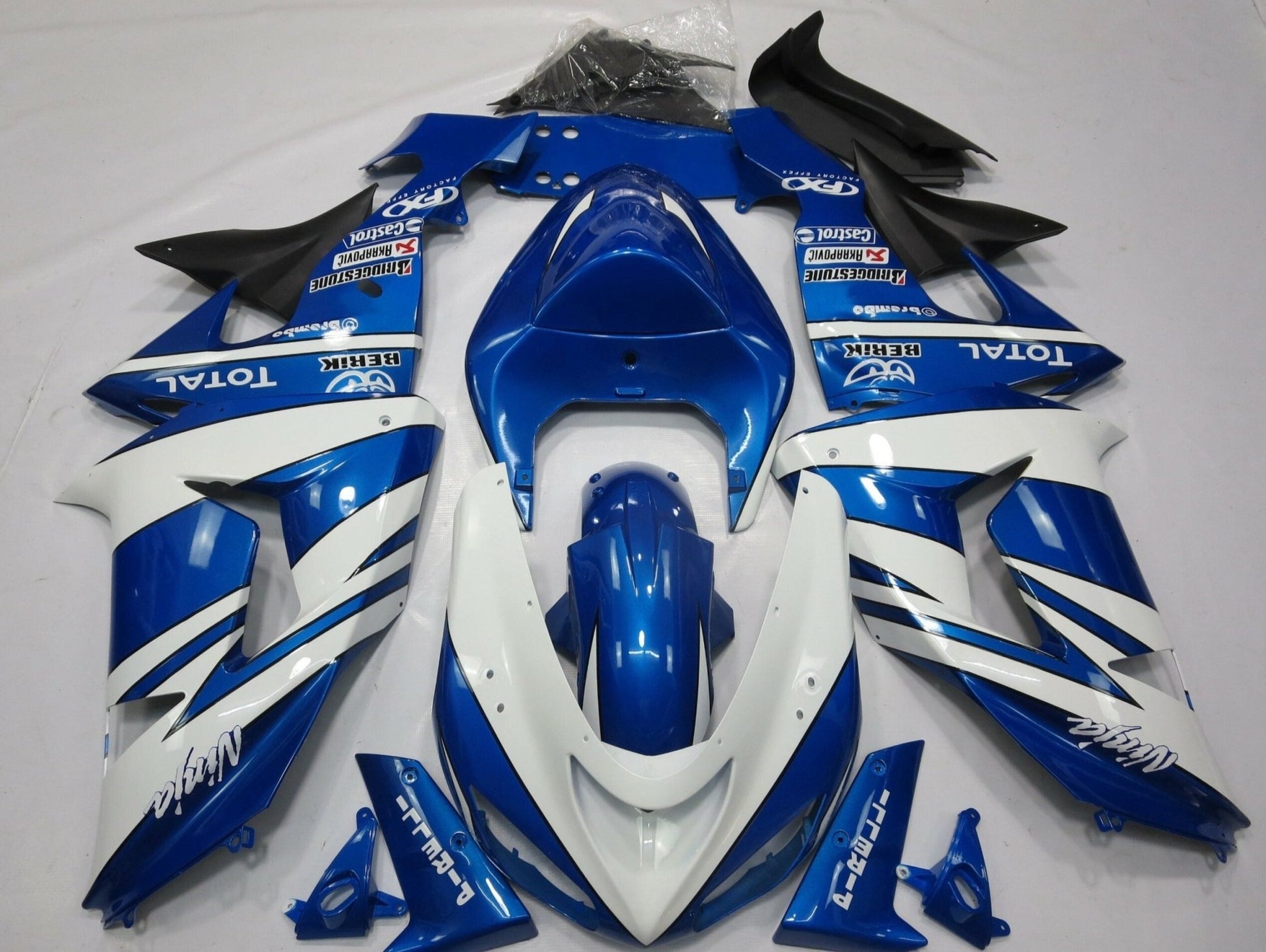 Blue and White Fairing Kit for a 2006 & 2007 Kawasaki ZX-10R motorcycle