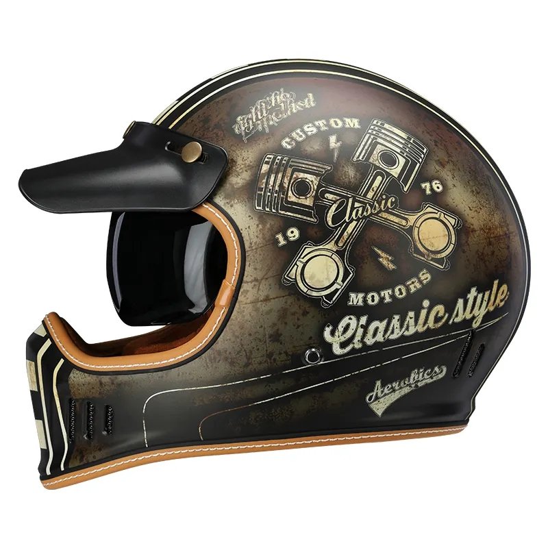 Brown Retro Beasley Open-Face Motorcycle Helmet is brought to you by KingsMotorcycleFairings.com