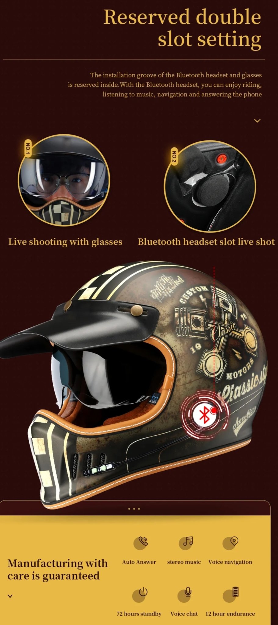 Brown Retro Beasley Open-Face Motorcycle Helmet is brought to you by KingsMotorcycleFairings.com