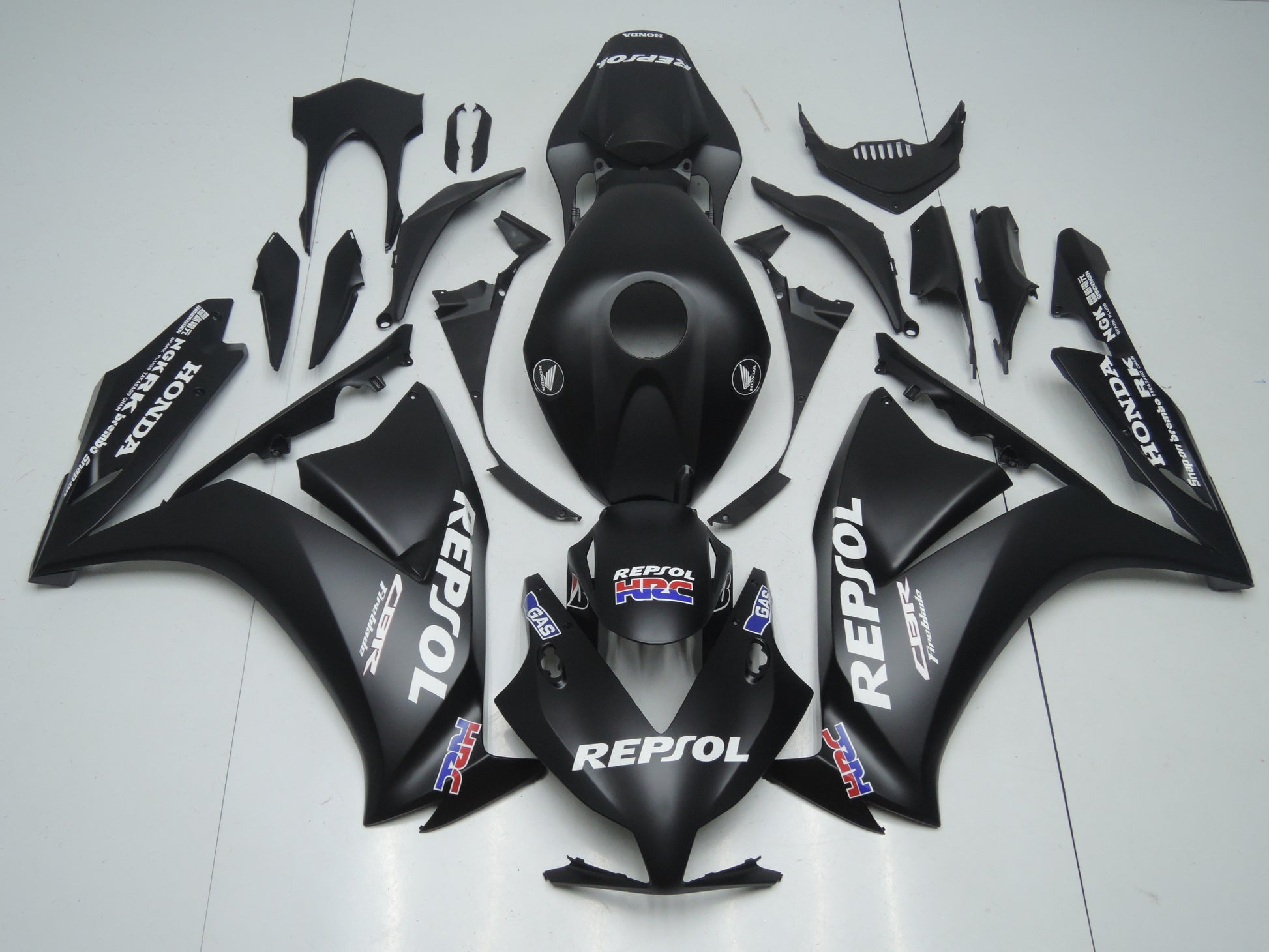 Matte Black and White Repsol HRC Fairing Kit for a 2012, 2013, 2014, 2015 & 2016 Honda CBR1000RR motorcycle