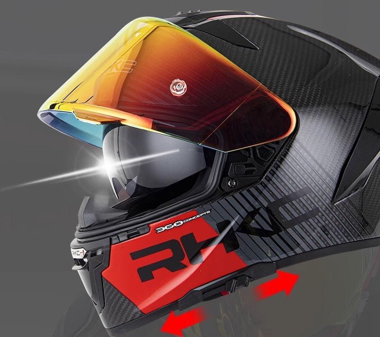 Carbon Fiber 3k & Red RHKC 360 Motorcycle Helmet at KingsMotorcycleFairings.com