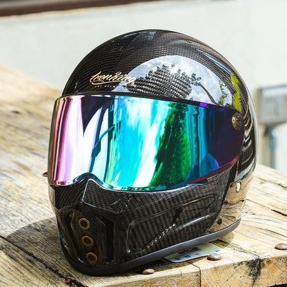 Carbon Fiber iron King Motorcycle Helmet With Colored Visor at KingsMotorcycleFairings.com