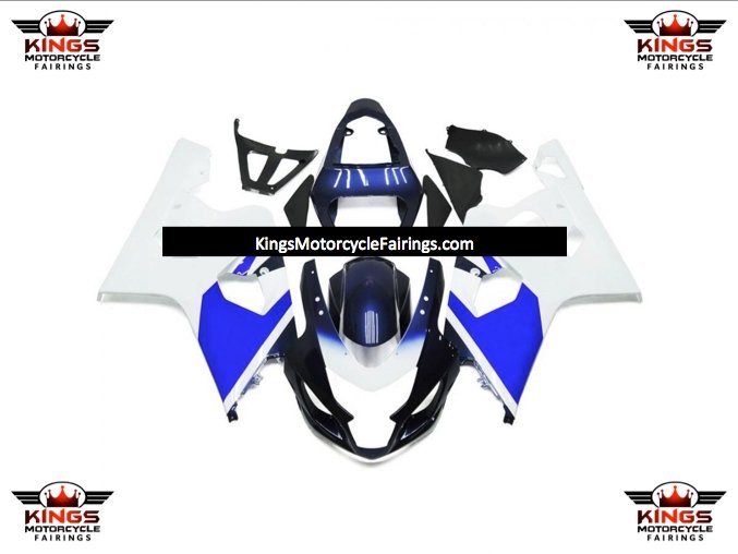 Dark Blue, White and Blue Fairing Kit for a 2004 & 2005 Suzuki GSX-R750 motorcycle