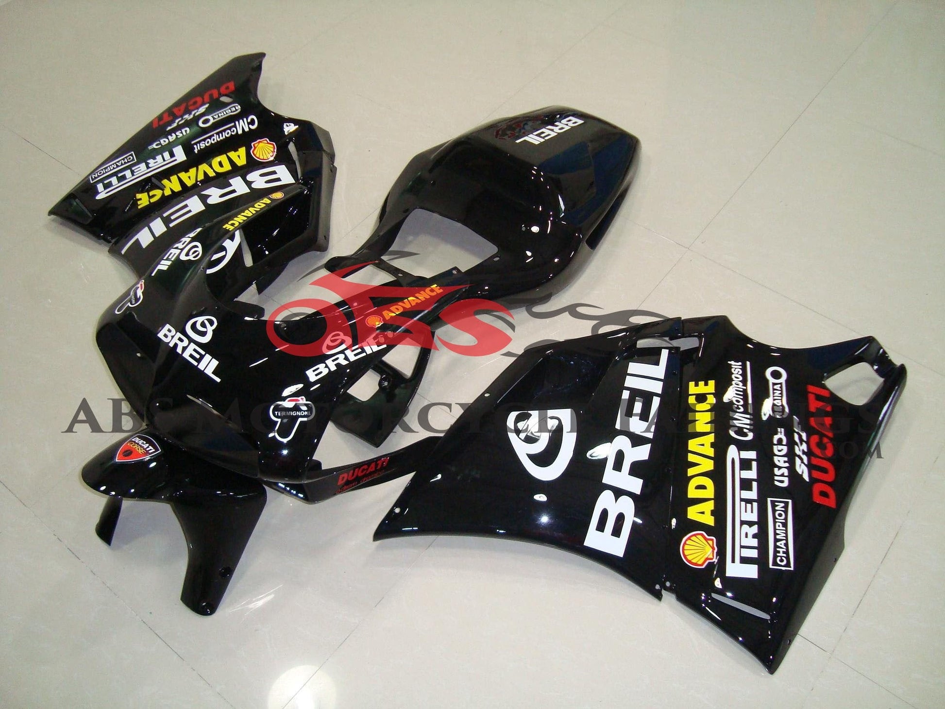 Black Breil Fairing Kit for a 2002 & 2003 Ducati 998 motorcycle.