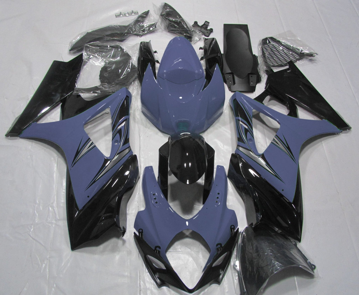 Blue, Black and Silver Fairing Kit for a 2007 & 2008 Suzuki GSX-R1000 motorcycle