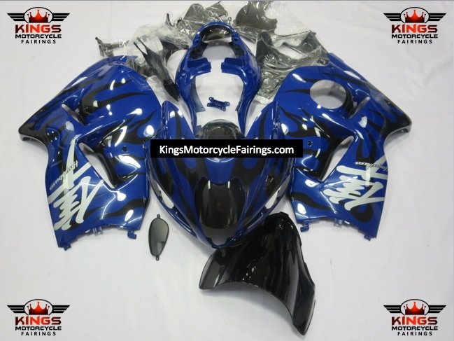 Suzuki GSXR1300 Hayabusa (1999-2007) Dark Blue & Black Flame Fairings