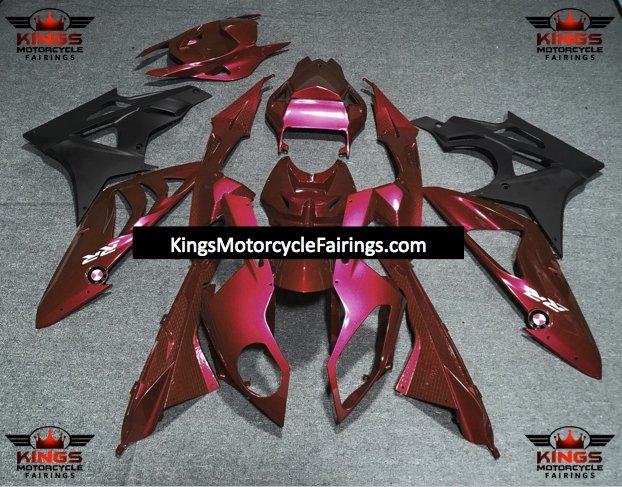 Dark Red and Matte Black Fairing Kit for a 2009, 2010, 2011, 2012, 2013 and 2014 BMW S1000RR motorcycle