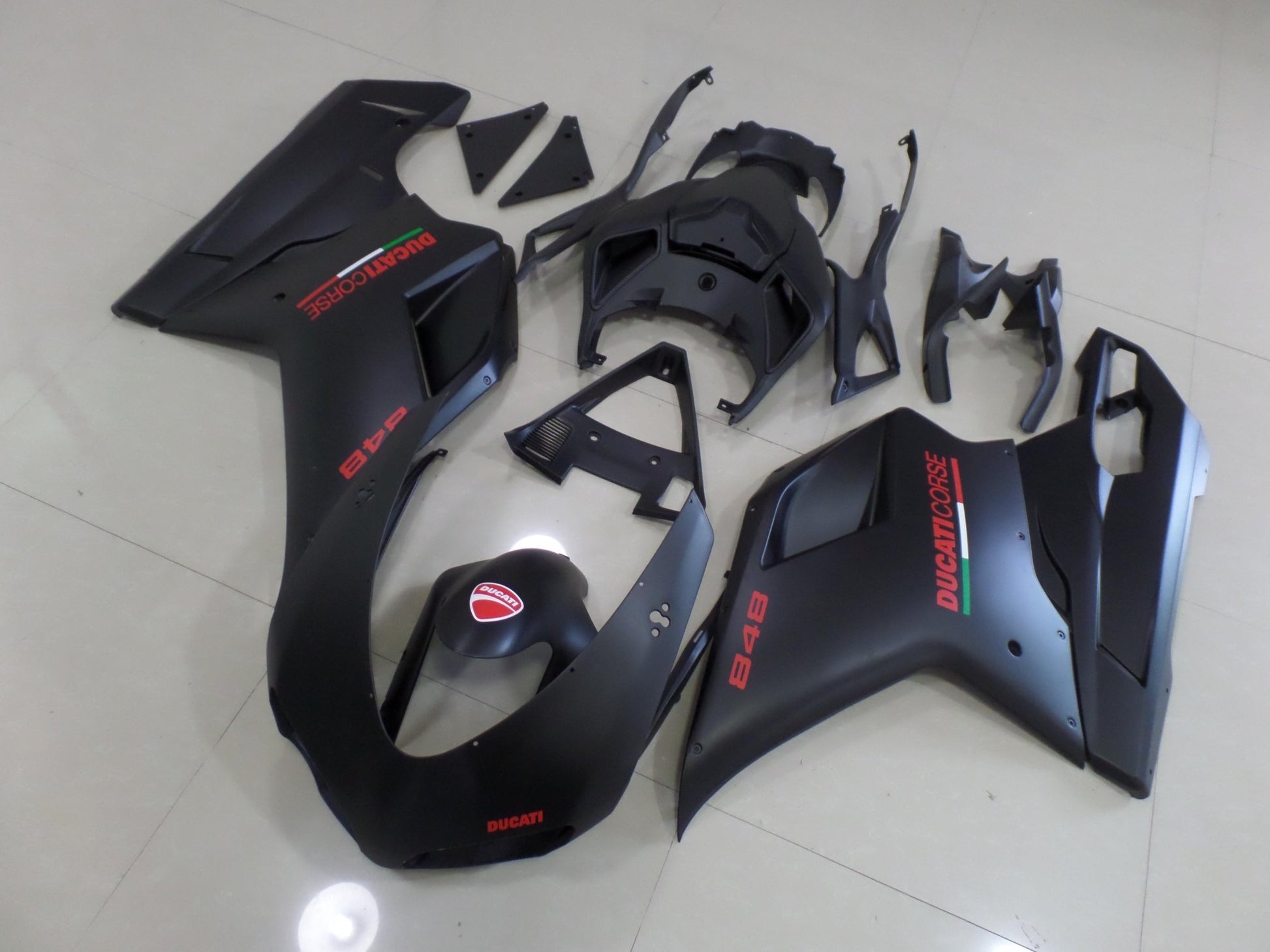 Ducati 1098 Fairing Parts (2007-2012) Matte Black, Red Corse at KingsMotorcycleFairings.co