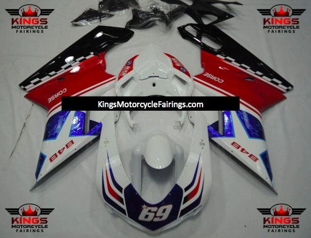 Ducati 1198 Fairings (2007-2012) White, Red, Blue, Black Corse Star #69 from KingsMotorcycleFairings.com