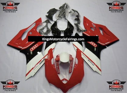 Ducati 1199 Fairing Panels (2011-2014) Red, White & Black Audi Dunlop from KingsMotorcycleFairings.com