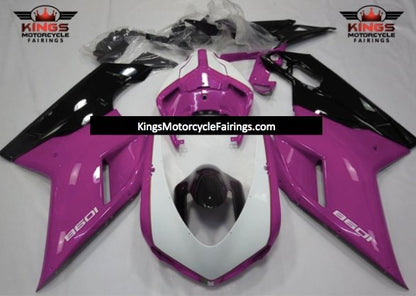 Ducati 848 Fairing Set (2007-2014) Pink, White, Black at KingsMotorcycleFairings.com