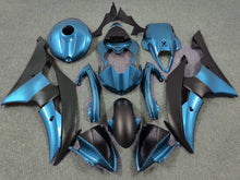 Blue and Matte Black Fairing Kit for a 2008, 2009, 2010, 2011, 2012, 2013, 2014, 2015 & 2016 Yamaha YZF-R6 motorcycle