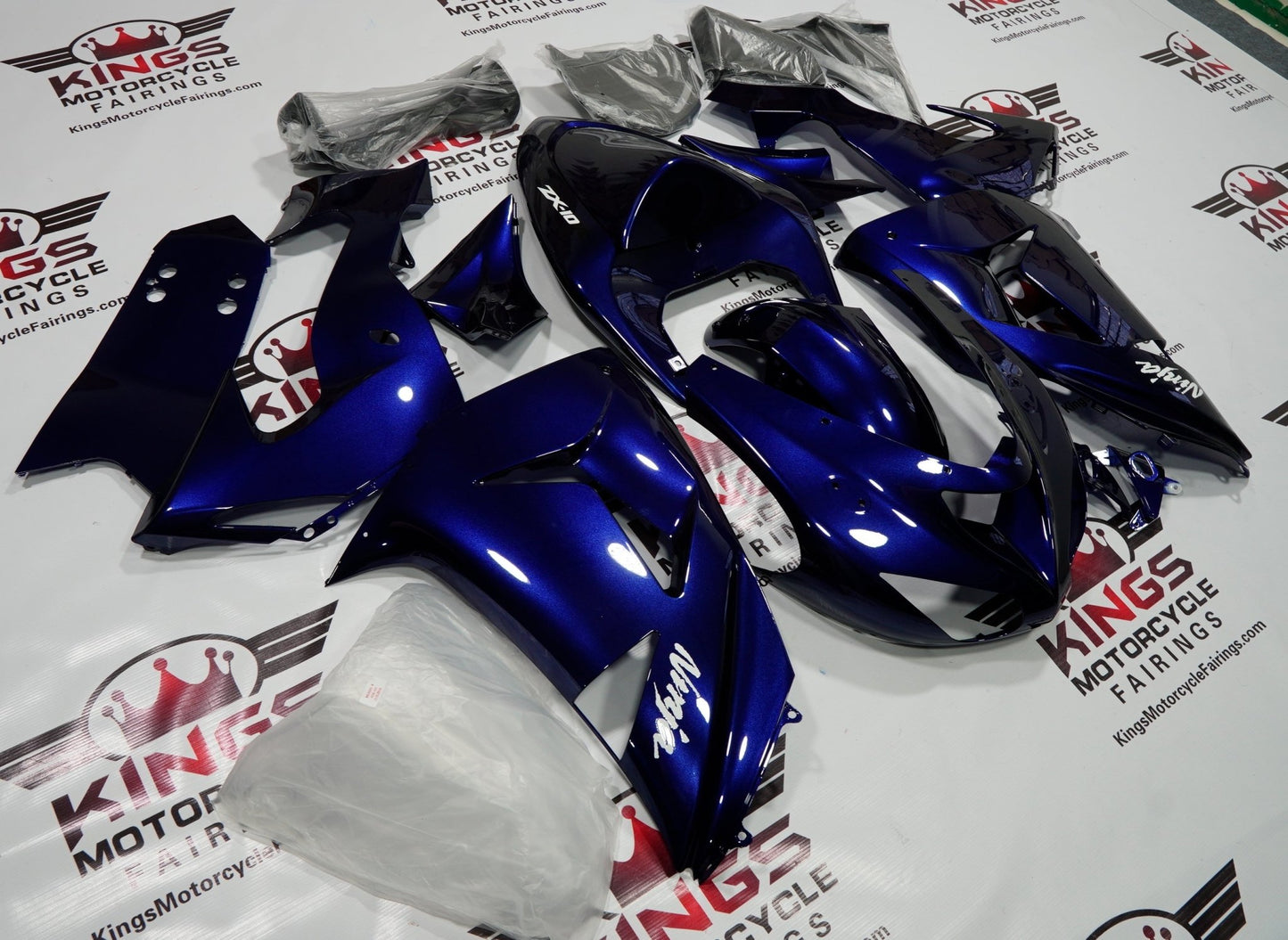 Fairing kit for a Kawasaki Ninja ZX10R (2006-2007) Dark Blue & White at KingsMotorcycleFairings.com