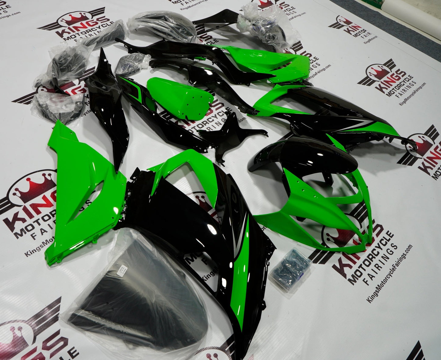 Fairing kit for a Kawasaki ZX6R 636 (2013-2018) Lime Green & Black at KingsMotorcycleFairings.com