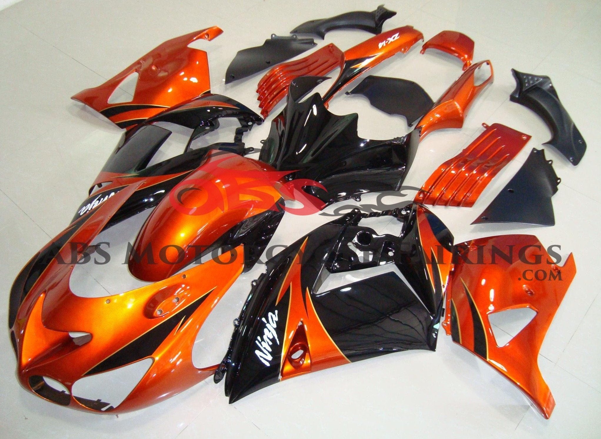 Fairings for Kawasaki Ninja ZX14R (2012-2024) Orange, Black at KingsMotorcycleFairings.com