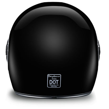 KINGS GLOSS BLACK & CHROME DAYTONA RETRO MOTORCYCLE HELMET - R1A