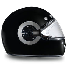 KINGS GLOSS BLACK & CHROME DAYTONA RETRO MOTORCYCLE HELMET - R1A
