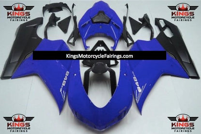 Blue and Matte Black Fairing Kit for a 2007, 2008, 2009, 2010, 2011 & 2012 Ducati 1098 motorcycle