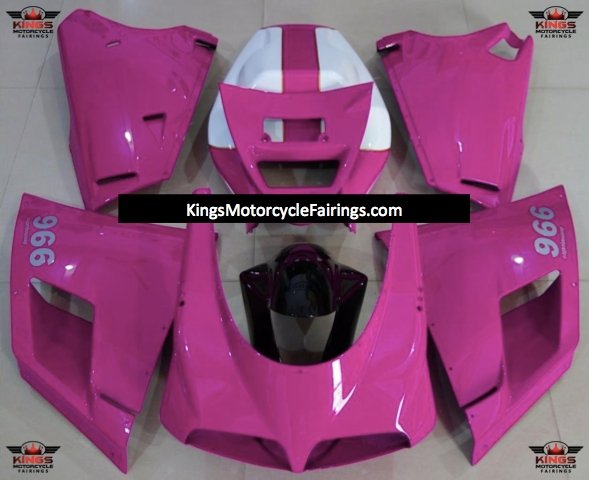 Pink and White Fairing Kit for a 1998, 1999, 2000, 2001, & 2002 Ducati 996 motorcycle