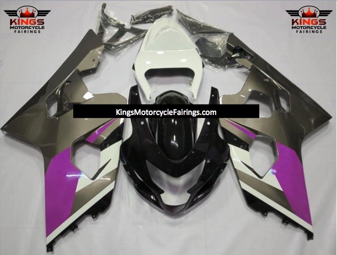 Suzuki GSXR600 (2004-2005) Gray, Black, White & Purple Fairings