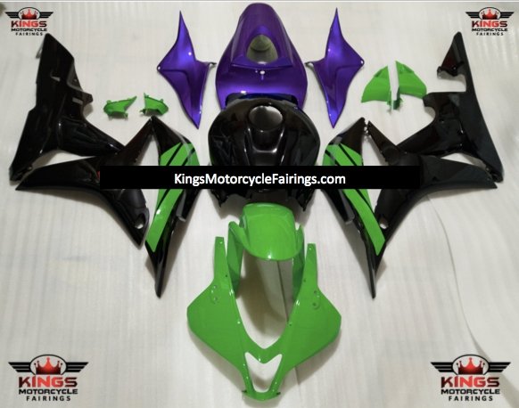 Green, Black and Purple Fairing Kit for a 2007 and 2008 Honda CBR600RR motorcycle