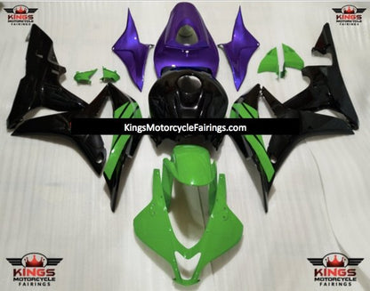 Green, Black and Purple Fairing Kit for a 2007 and 2008 Honda CBR600RR motorcycle