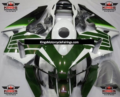Green, White and Black Striped Wings Fairing Kit for a 2003 and 2004 Honda CBR600RR motorcycle