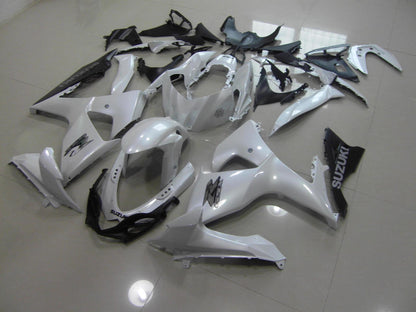 Pearl White, Black and Chrome Fairing Kit for a 2009, 2010, 2011, 2012, 2013, 2014, 2015 & 2016 Suzuki GSX-R1000 motorcycle
