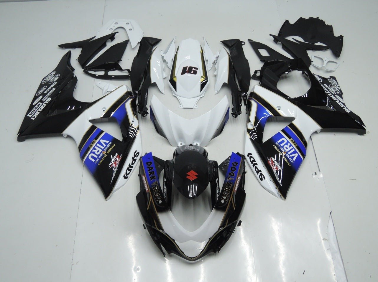 Suzuki GSXR1000 (2009-2016) Black, White & Blue Viru Fairings