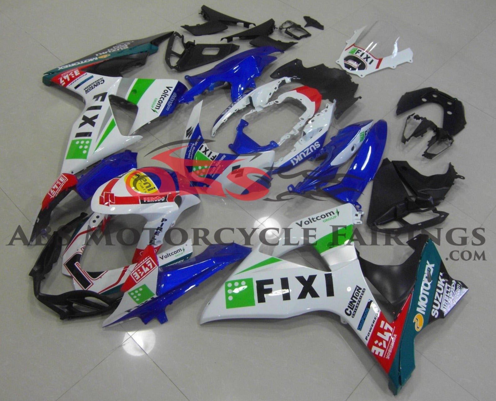 Suzuki GSXR1000 (2009-2016) White & Blue Fixi Fairings