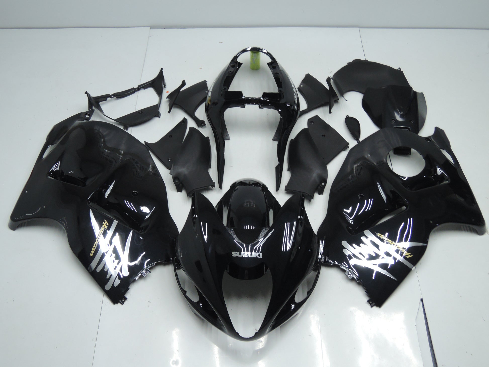 Black, Chrome and Yellow Fairing Kit for a 1999, 2000, 2001, 2002, 2003, 2004, 2005, 2006, & 2007 Suzuki GSX-R1300 Hayabusa motorcycle