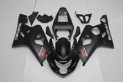Matte Black, White and Red Fairing Kit for a 2004 & 2005 Suzuki GSX-R750 motorcycle