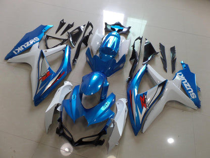 Light Blue, White and Red Fairing Kit for a 2008, 2009, & 2010 Suzuki GSX-R600 motorcycle