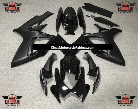 Gloss Black and Matte Black Fairing Kit for a 2006 & 2007 Suzuki GSX-R750 motorcycle